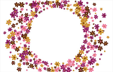 floral horizontal retro banner. Bright flowers in the style of the 80s. Design for postcard, invitation, web. Vector illustration