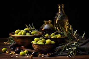 Olive oil is a natural product derived from the fruit of the olive tree. exquisite flavor palette, easily used for cooking a variety of dishes. rich in healthy fats and antioxidants, healthy eating.