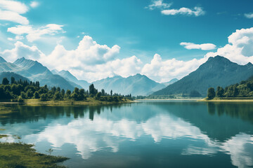 Fototapeta na wymiar Beautiful peaceful landscape photography for desktop wallpaper