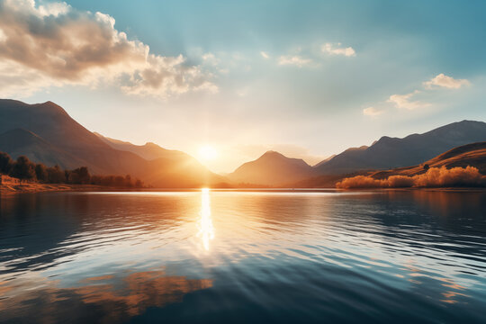 Beautiful landscape photo for desktop wallpaper, sunrise in nature