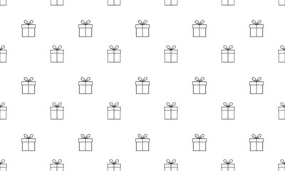 Seamless black and white background for holiday design. Gift boxes for New Year, Christmas, Birthday, giveaway. Bonus and celebration