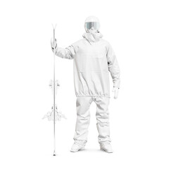 a skier mannequin with skies in a full kit isolated on a white background © Bruno