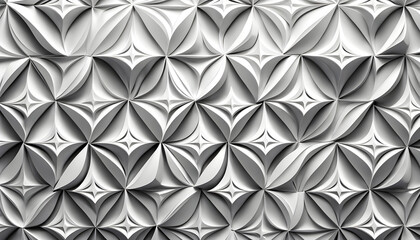 White geometric patterns, 3d tile wall texture, panorama banner background,