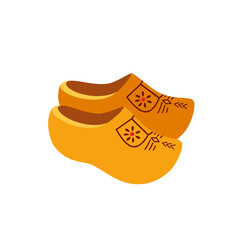Dutch wooden shoes, klomp. Holland clogs, cartoon vector illustration	
