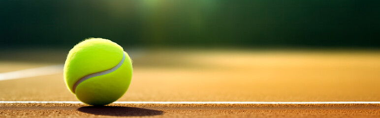 tennis ball isolated on the floor of a tennis court - obrazy, fototapety, plakaty