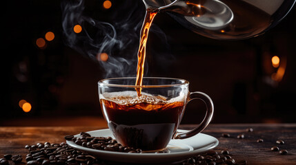 pouring coffee into a cup, generative ai