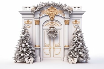 Fototapeta na wymiar Elegant Holiday Welcome with a Luxurious Christmas Door