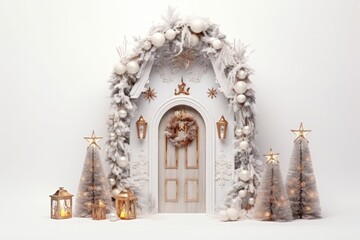 Obraz premium Elegant Holiday Welcome with a Luxurious Christmas Door