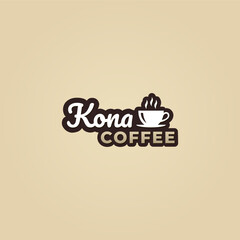 Kona coffee logo or Kona coffee label vector isolated in flat style. Best Kona coffee logo vector for product packaging design element. Elegant Kona coffee label vector for product packaging.