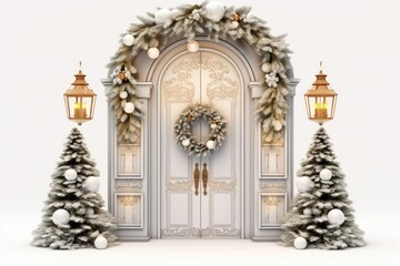 Obraz premium Luxurious Christmas decoration on white background. Decoration, Decoration, merry Christmas and happy new year