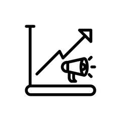 Increase chart marketing icon with black outline style. graph, increase, business, chart, finance, growth, diagram. Vector illustration