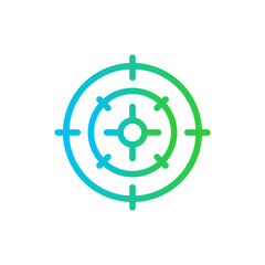 Obraz premium Target marketing icon with blue and green gradient outline style. goal, success, target, business, strategy, marketing, competition. Vector illustration