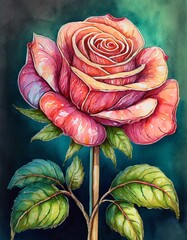 illustration of beautiful red rose flower  - obrazy, fototapety, plakaty