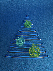 Blue Christmas tree with Christmas balls