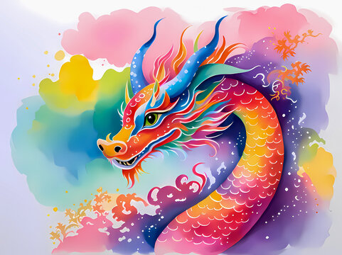 The Dragon is an animal in the Chinese zodiac related to the Chinese calendar. 2024 is a year of Wood Dragon. The Dragon is born under the sign of luck.   AI-generated digital illustration.