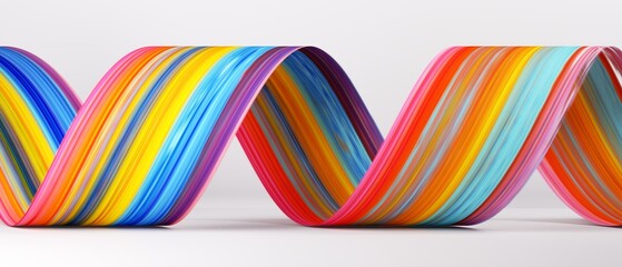3d render. Abstract background, spiral paint smear, curly multicolored brushstroke. Artistic wallpaper. Folded ribbon