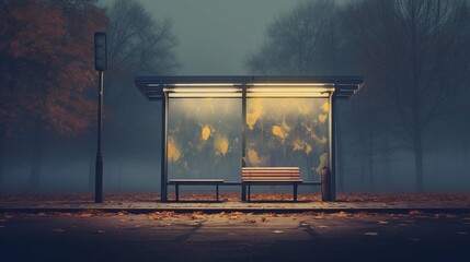 empty bus stop. Illustration. photography 