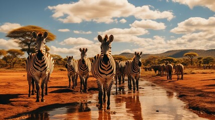 Zebras in tsavo east national park in kenya photography ::10 , 8k, 8k render - Powered by Adobe