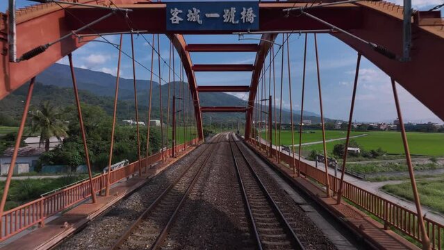 Kecheng Iron Bridge In Yuli, Taiwan, Aerial View