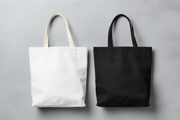 Cotton Tote Bags in Monochrome background - obrazy, fototapety, plakaty