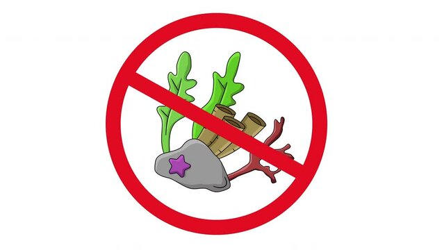 Animation of prohibited icon and coral reef icon