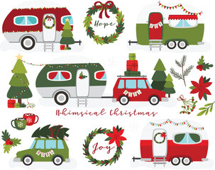 Christmas Camper van, vacation, camping