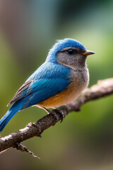 a bluebird sits on a tree branch