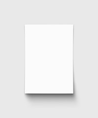 white sheet of paper isolated on gray background. Illustration or mockup