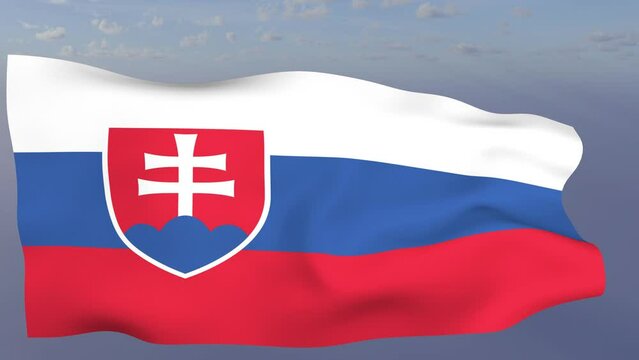 Loop der Slovakia Fahne wehend im Wind als Nahaufnahme 4K