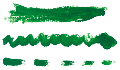 Watercolor brush stroke of green paint, on a white isolated background