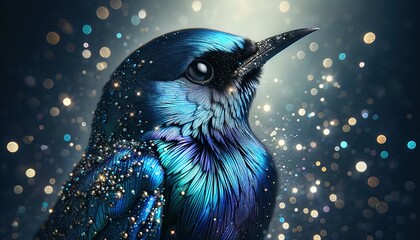 Glanzes Eines Vogels, Funkelnder Blautöne, Eine Mystische Darstellung