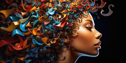 Kobieta z abstrakcyjnymi włosami. 