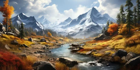 Schilderijen op glas Krajobraz nad górskim strumykiem.  © Bear Boy 