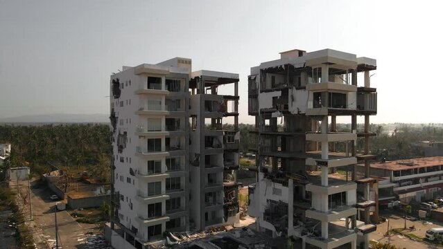 Building damaged by Hurricane Otis in Acapulco, Mexico.