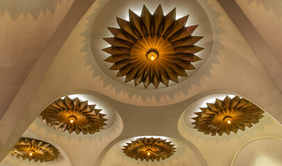 Beautiful interior design with Ceiling lamp in Scala cinema at Siam Square. Cultural entertainment.