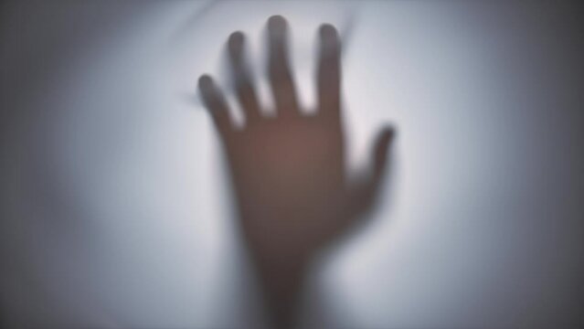 Sensual Touch of a Human Hand Behind a Veil - Abstract Conceptual Loop Animation