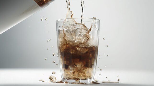 Coffee with ice cubes glass istock promo white background illustration picture AI generated art