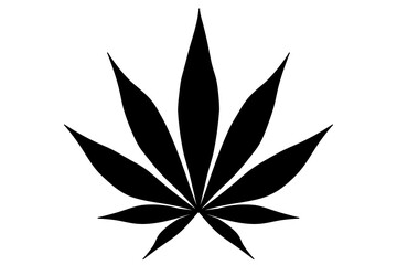 cannabis leaf colored black. Illustration in PNG format.