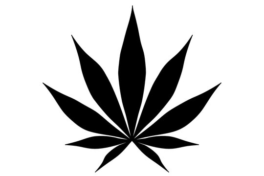 cannabis leaf colored black. Illustration in PNG format.