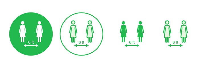 Social distancing icon set. social distance icon. self quarantine sign