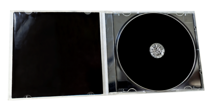 Opened CD jewel case,  perspective