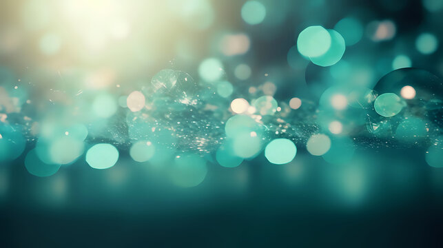 turquoise with gold background with blurred bokeh space and space for text