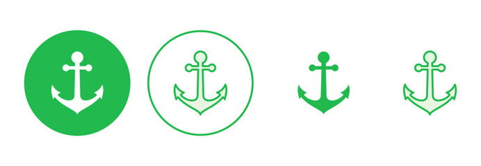 Anchor icon set. Anchor symbol logo. Anchor marine icon.