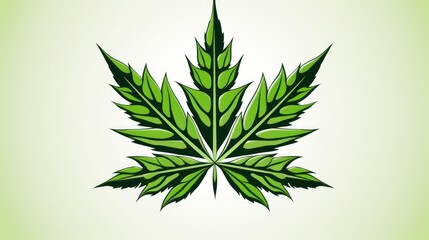 Fototapeta premium Cannabis leaves background. Hemp plant green leaf close-up. Growing organic cannabis herb plantation on the farm. Marijuana&nbsp;cultivation, alternative medicine concept.