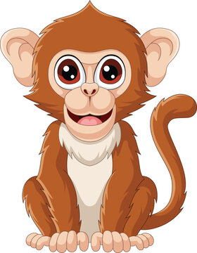 Cute Macaca cartoon on white background