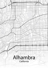 Alhambra California minimalist map