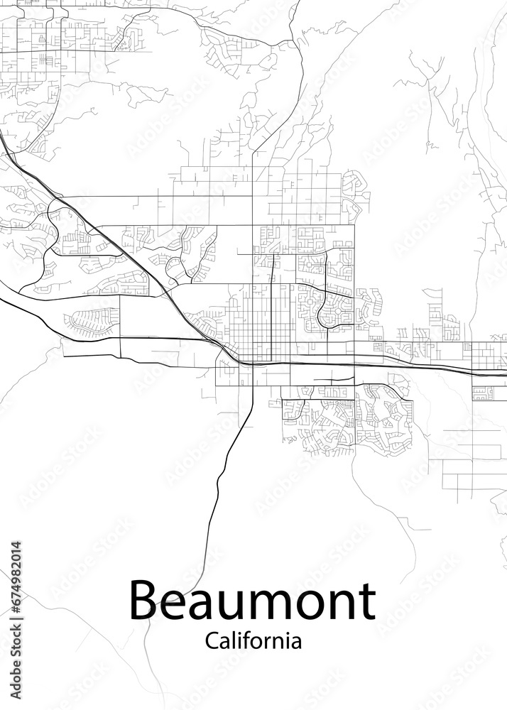 Wall mural beaumont california minimalist map