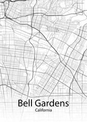 Fototapeta na wymiar Bell Gardens California minimalist map