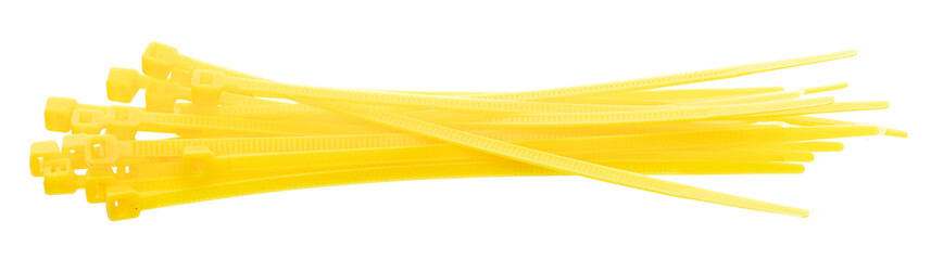 Plastic Cable tie in yellow to hold cable together or wrap around things for electrician,...