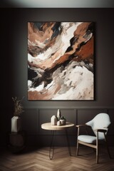 modern living room interior with fireplace  Generative AI